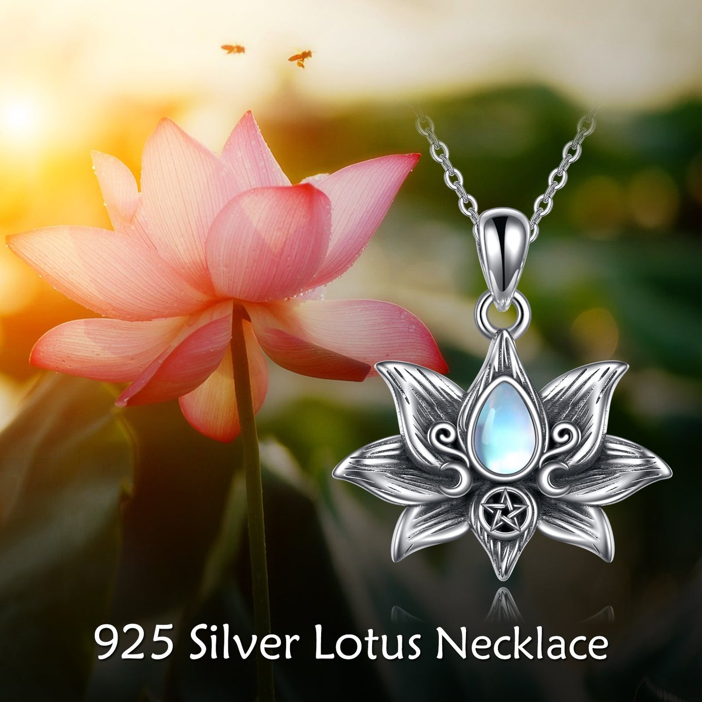 Moonlit Lotus - Gothic Silver Pendant by The Nevermore – Unique Gothic Jewelry by Nevermore Lifestyle & Tech | Silver