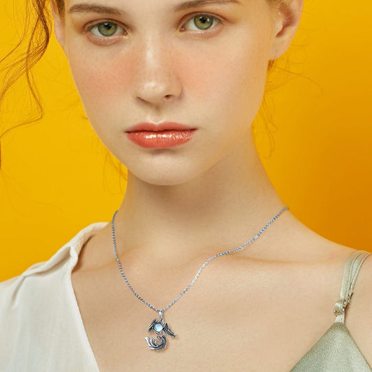 Moonstone Phoenix - The Nevermore 925 Sterling Silver Pendant Necklace