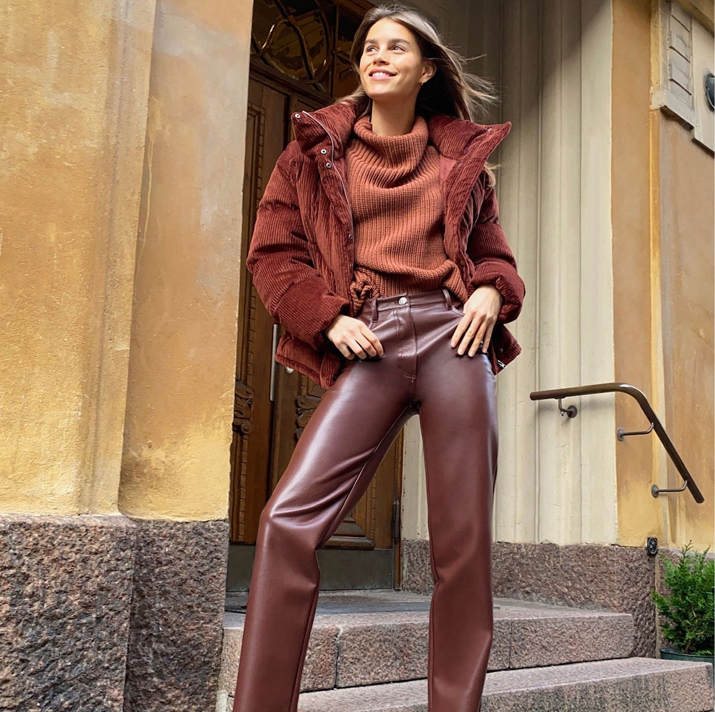 Moral Idalia - The Nevermore Women's Leather Pants – Unique Women's Fashion by Nevermore Lifestyle & Tech | L Red Brown