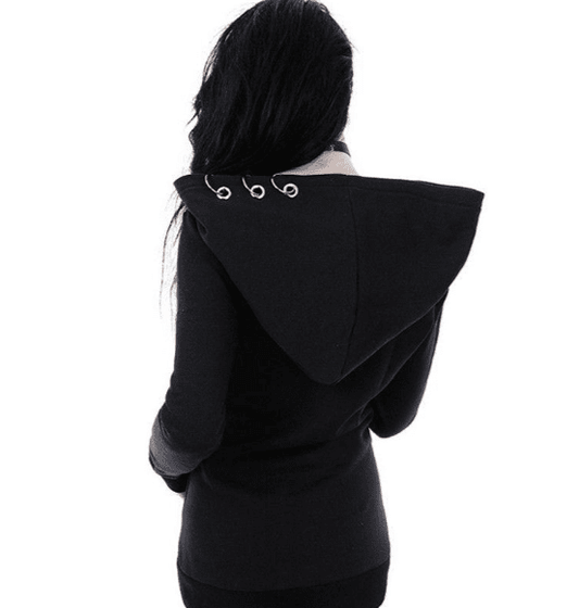 Morose Whisper - The Nevermore Gothic Long Sleeve Loose - fitting Hooded Sweatshirt – Unique Gothic Fashion for Women by Nevermore Lifestyle & Tech | 4XL