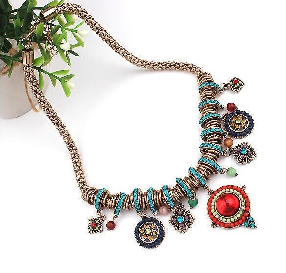 Multicolor Boho style Necklace - The Nevermore Boho pendant – Unique Boho Necklaces by Nevermore Lifestyle & Tech | Gold