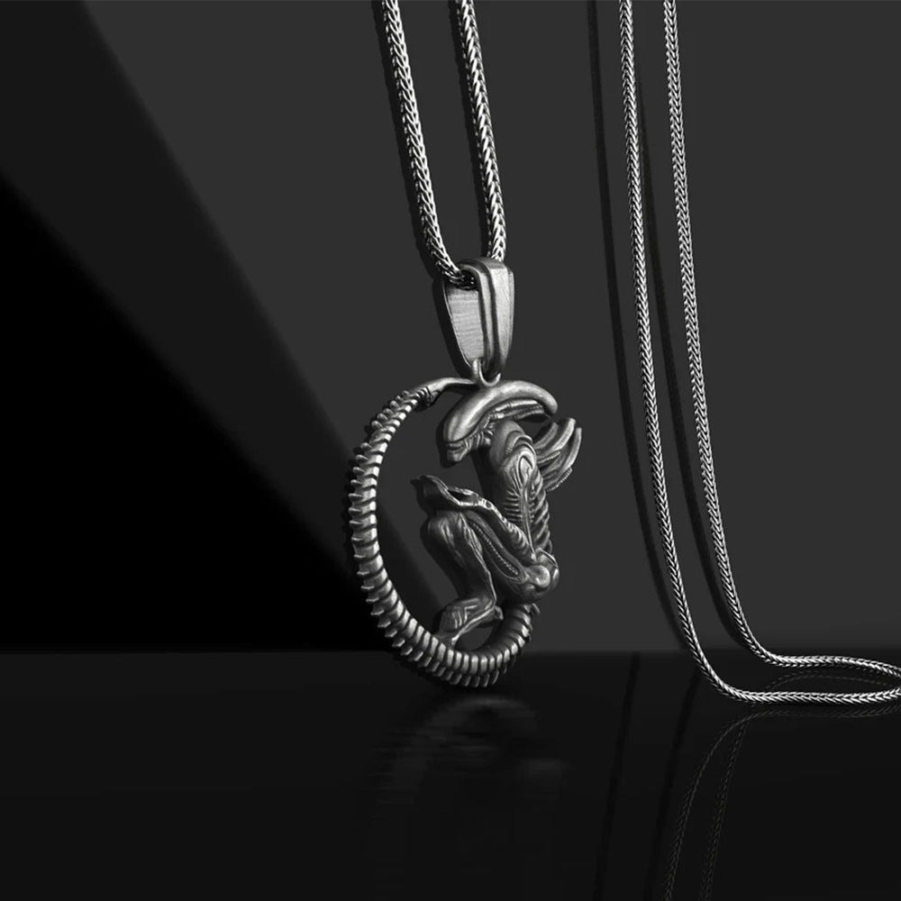Nostromo - The Nevermore Titanium Steel Alien Pendant - Necklace for Men – Unique Men's Jewelry by Nevermore Lifestyle & Tech | Black