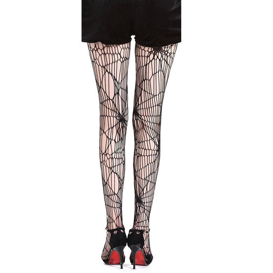Phantomlace - The Nevermore Gothic Halloween Socks Spider Pattern Pantyhose – Unique Gothic Fashion for Women by Nevermore Lifestyle & Tech | Black