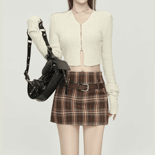 PlaidMuse - Retro High Waist Linen Skirt by The Nevermore