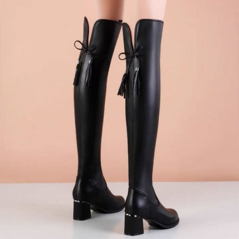 Quinn Wraithsong - Gothic PU Boots by The Nevermore – Unique Women's Fashion by Nevermore Lifestyle & Tech | 35 Black Plus Velvet
