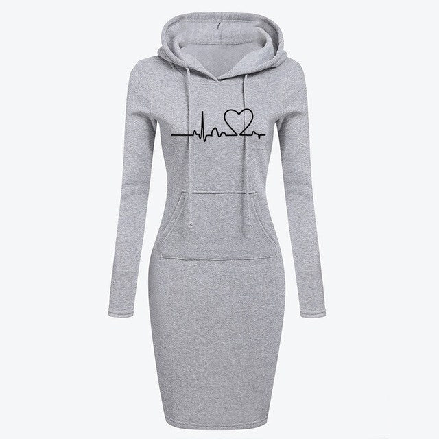 Remedy Grey - Fleece Hoodie Dress by The Nevermore – Unique Dresses by Nevermore Lifestyle & Tech | 2XL Grey