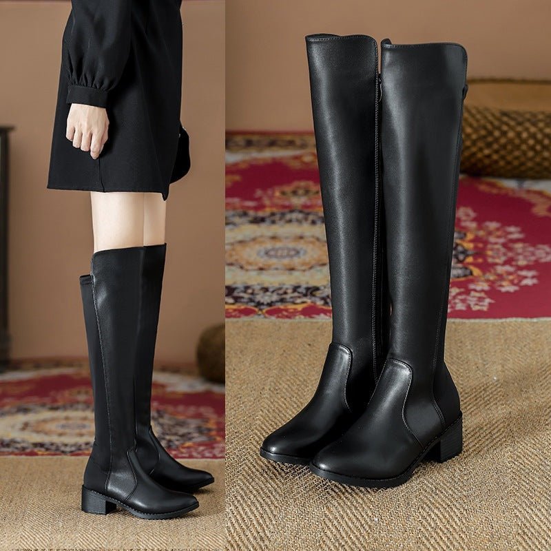 Rosalind Grimwood - Gothic Long Boots by The Nevermore – Unique Boots for Women by Nevermore Lifestyle & Tech | 34 Black Plus Velvet
