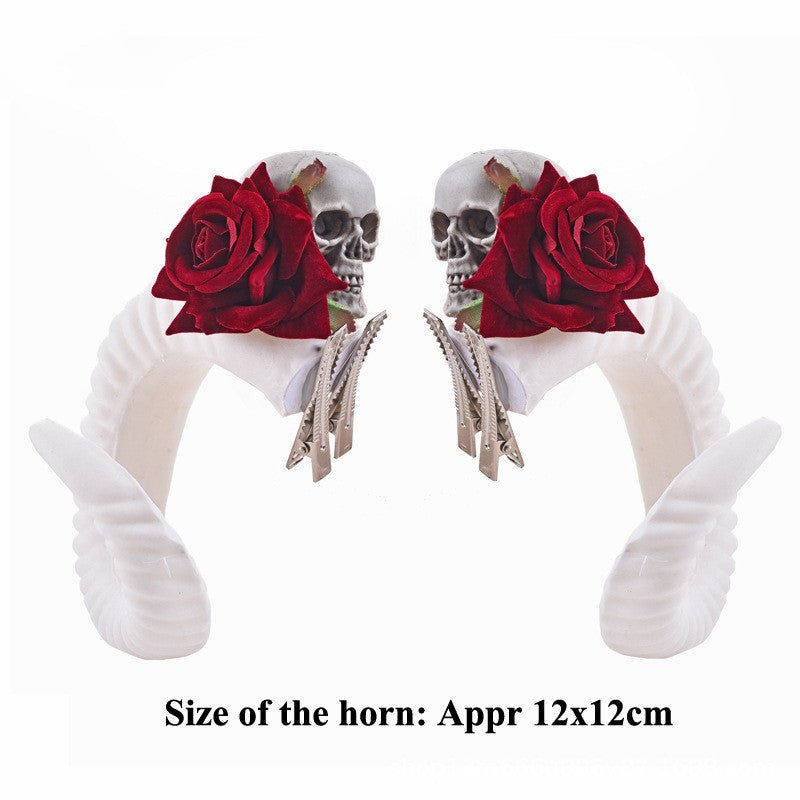 Rose skull horn pins - The Nevermore Gothic Hairpins – Unique Gothic Accessories by Nevermore Lifestyle & Tech | L White