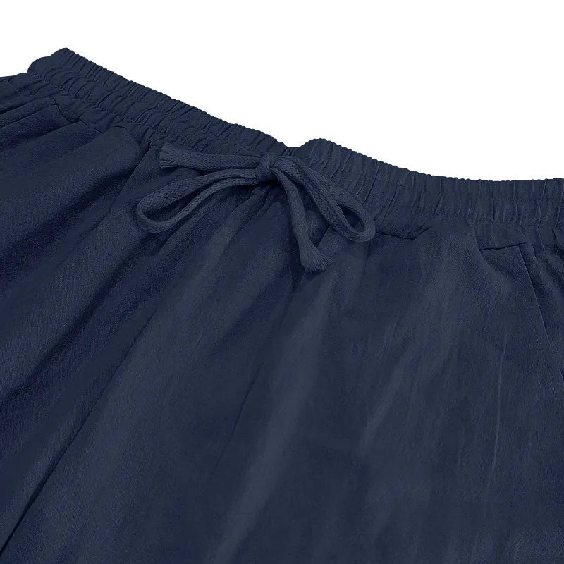 Shadow Drift – Linen Relaxed Trousers by The Nevermore – Unique Pants for Men by Nevermore Lifestyle & Tech | L White