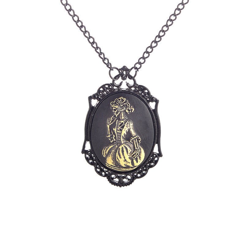 Shadowed Grace Charm - The Nevermore Necklace Lady Skull Pattern