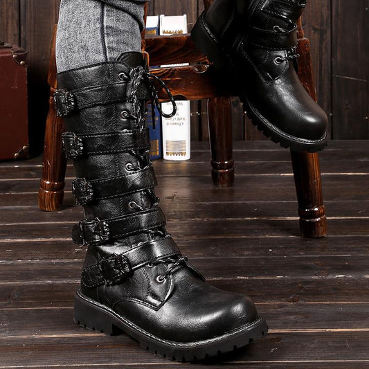 ShadowStride - Classic Black Leather Boots by The Nevermore
