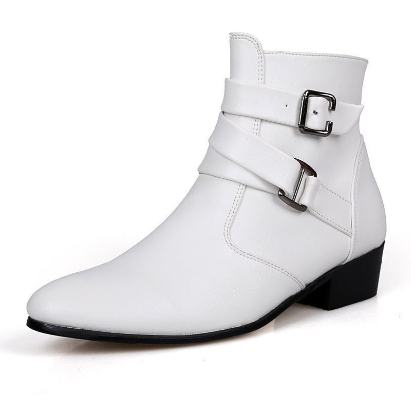 Siren Luxe Pointed Belt Buckle Boots - by The Nevermore – Unique Boots for Women by Nevermore Lifestyle & Tech | 39 White