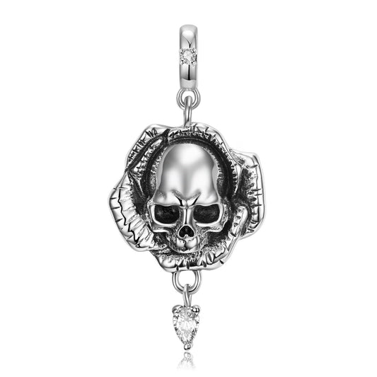 Skull Flower Pendant - Sterling Silver S925 by The Nevermore – Unique Gothic Pendants by Nevermore Lifestyle & Tech | PNC0032