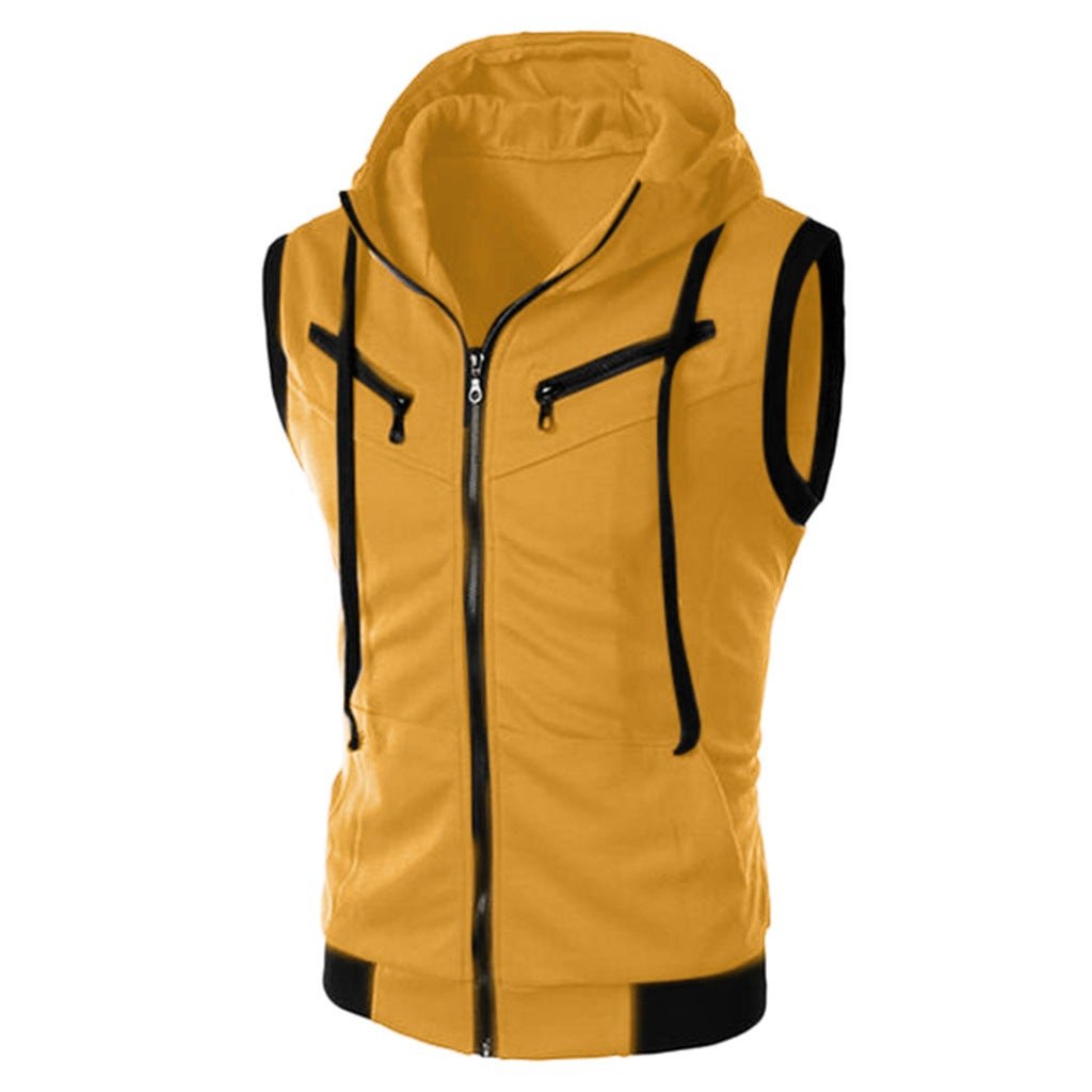 Sleeveless Hooded Vest - The Nevermore Vests for Man – Unique Vest by Nevermore Lifestyle & Tech | 2XL Yellow