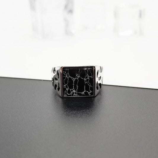 Square Black Stone Vintage - The Nevermore Ring 925 Sterling Silver – Unique Rings by Nevermore Lifestyle & Tech | Black