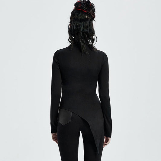 Stand Collar - The Nevermore Gothic Cyber Steampunk Blouses - T-Shirts for Women – Unique Gothic Fashion for Women by Nevermore Lifestyle & Tech | M to L Black