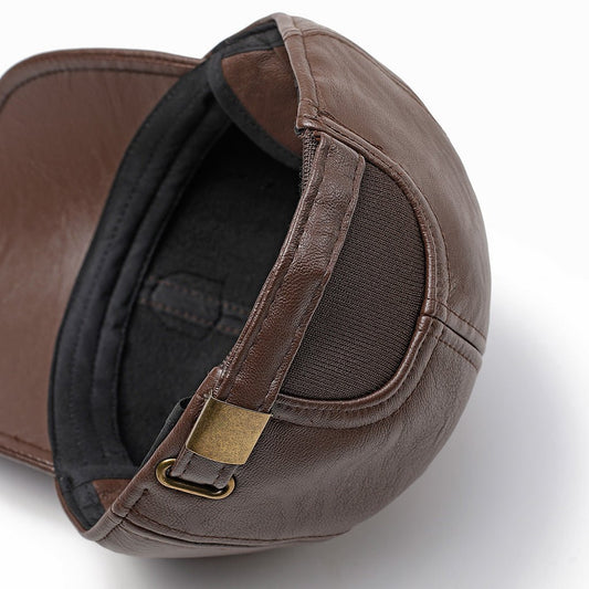Pu Leather Duck Tongue Men'S Ear Protection Baseball Cap