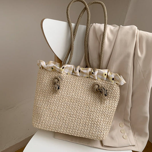 Straw Tote Bag – Coastal Weave by The Nevermore – Unique Bags by The Nevermore | White