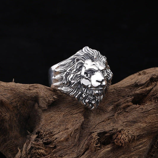 Tollak Lion - The Nevermore Gothic Ring for Men Copper Silver Plated – Unique Gothic Jewelry by Nevermore Lifestyle & Tech | adjustable Lion head