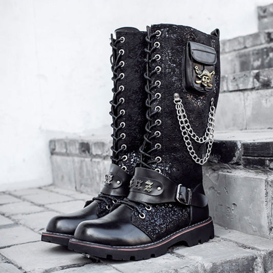 Tristan Moonbeam - Gothic Steampunk Riding Boots by The Nevermore – Unique Steampunk Fashion by Nevermore Lifestyle & Tech | 38 Black