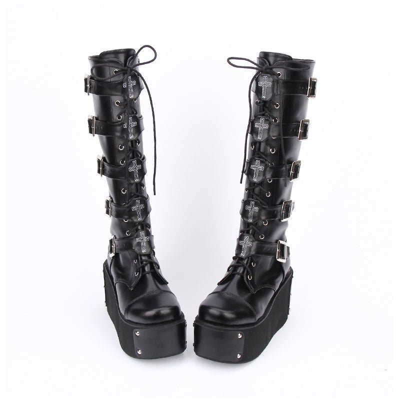 Ursula Steamshadow - Gothic Punk High Boots by The Nevermore – Unique Gothic Fashion for Women by Nevermore Lifestyle & Tech | 33 Black