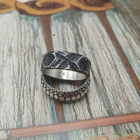 Valkyrie's Valor - The Nevermore Viking Rune 925 Silver Ring for Men – Unique Rings for Men by Nevermore Lifestyle & Tech | Size10 BlackA