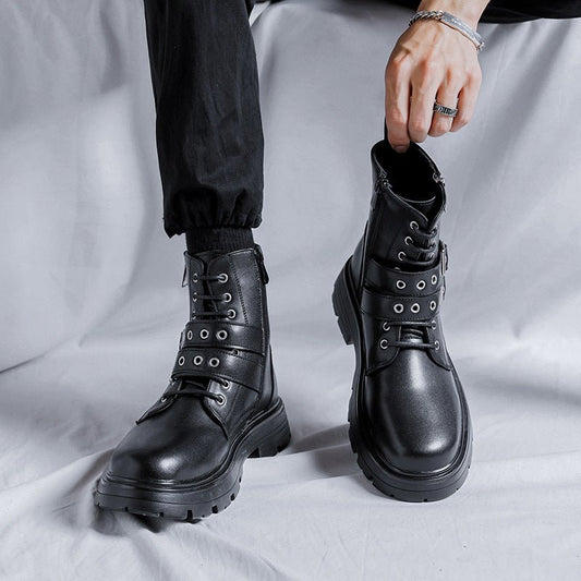 Vandal Moon - Gothic Martin Boots for Men by The Nevermore – Unique Gothic Fashion for Men by Nevermore Lifestyle & Tech | 38 Black
