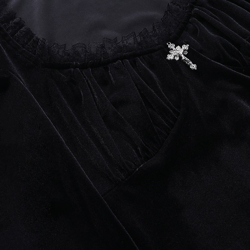 Vexx Zero - The Nevermore Gothic Dress Lace Half Skirt – Unique Gothic Fashion for Women by Nevermore Lifestyle & Tech | L Black