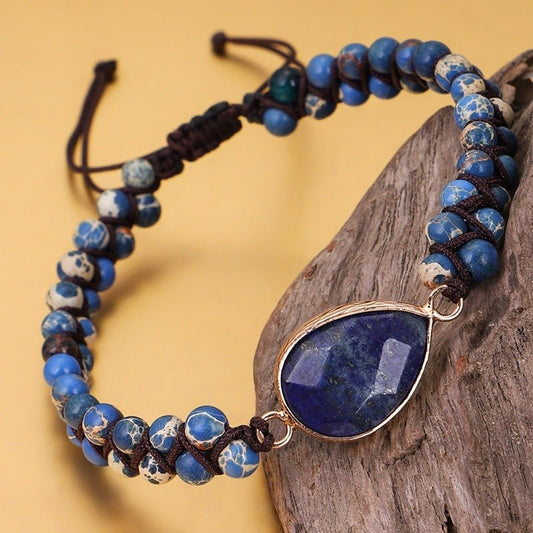 Water Drop - Boho Stone Braided Bracelet by The Nevermore – Unique Bracelets by Nevermore Lifestyle & Tech | Blue