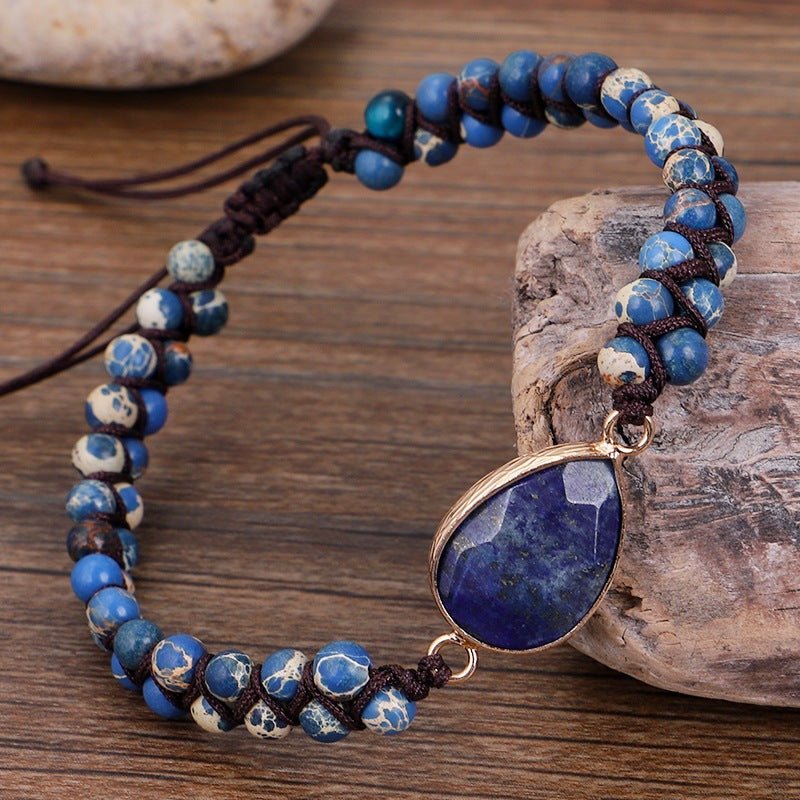 Water Drop - Boho Stone Braided Bracelet by The Nevermore – Unique Bracelets by Nevermore Lifestyle & Tech | Blue