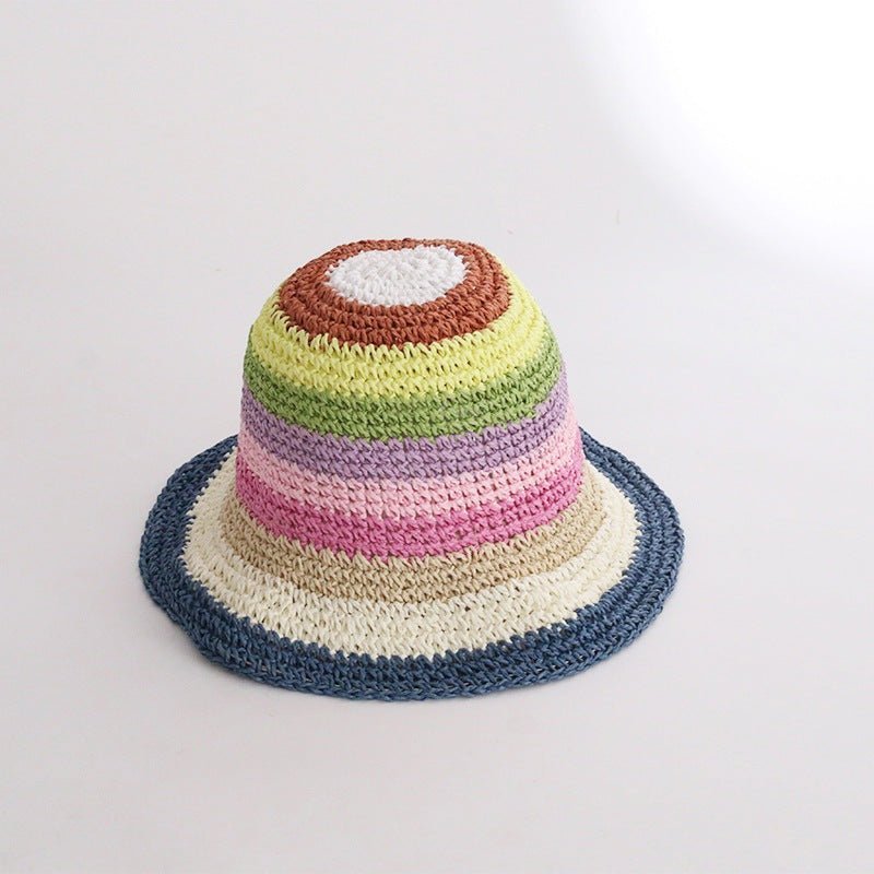 Women Striped Hat - The Nevermore Summer Hats – Unique Hats by Nevermore Lifestyle & Tech | M Blue rice edge