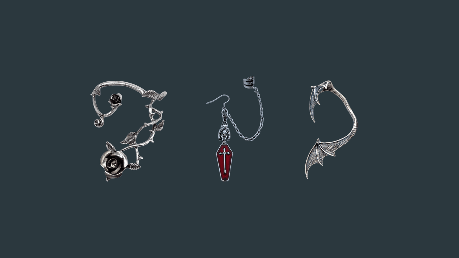 Gothic Ear-Wraps, Ear-Cuffs, Cuff-Earrings - Nevermore Lifestyle & Tech