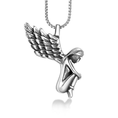 Fallen Angel - The Nevermore Gothic Pendant Titanium Steel