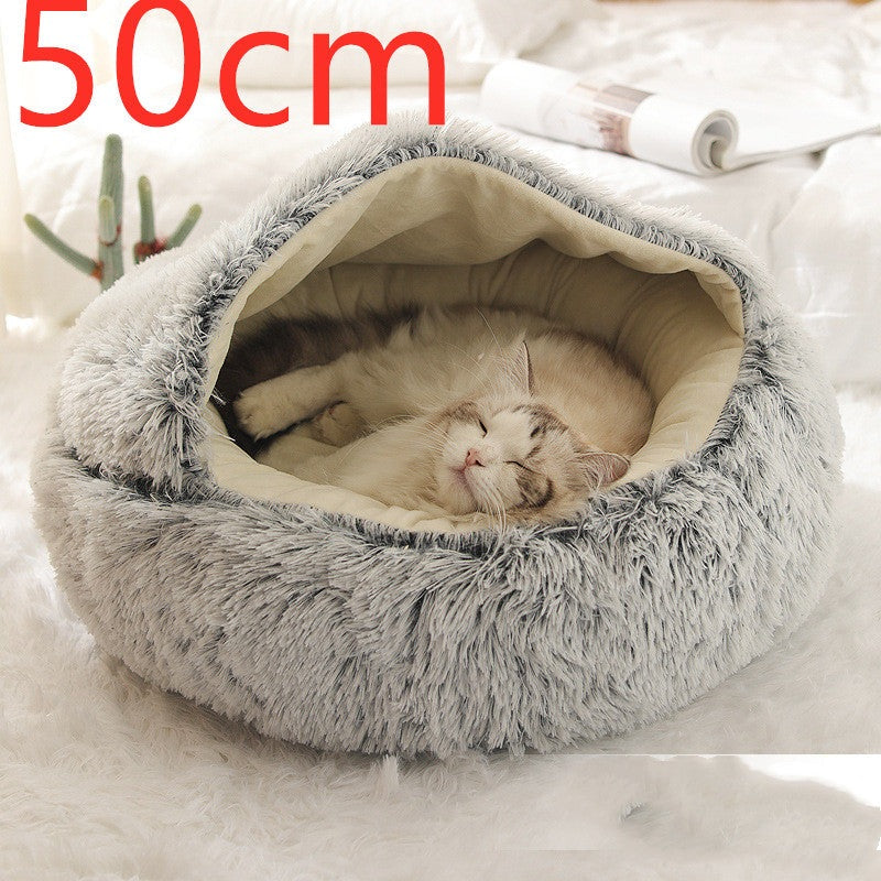 Dog And Cat Winter Warm Bed House for Pets Soft Long Plush - The Nevermore Pet Beds and Furniture