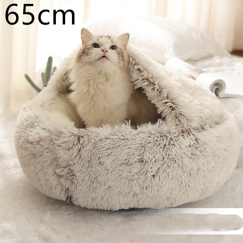 Dog And Cat Winter Warm Bed House for Pets Soft Long Plush - The Nevermore Pet Beds and Furniture