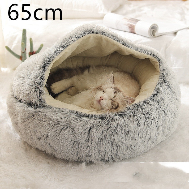 Dog And Cat Winter Warm Bed House for Pets Soft Long Plush - The Nevermore Pet Beds and Furniture