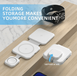 3 In 1 Magnetic Foldable Wireless Charger by The Nevermore – Unique Smart Gadgets by Nevermore Lifestyle & Tech | White