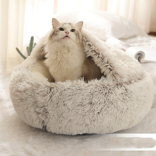 Dog And Cat Winter Warm Bed House for Pets Soft Long Plush - The Nevermore Pet Beds and Furniture