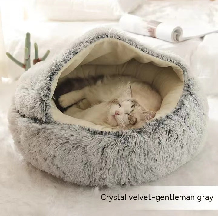 Dog And Cat Winter Warm Bed House for Pets Soft Long Plush - The Nevermore Pet Beds and Furniture