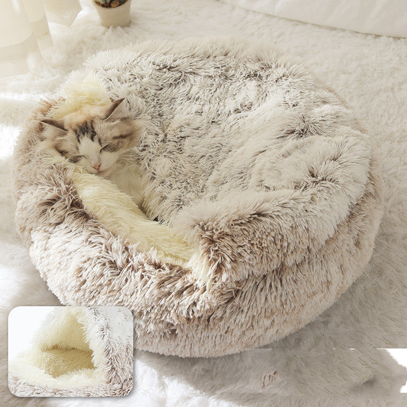 Dog And Cat Winter Warm Bed House for Pets Soft Long Plush - The Nevermore Pet Beds and Furniture