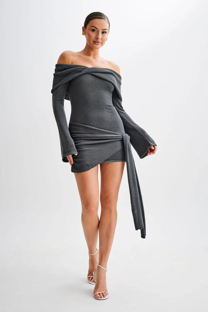 EleganceKnit - Off-Shoulder Sweater Dress by The Nevermore