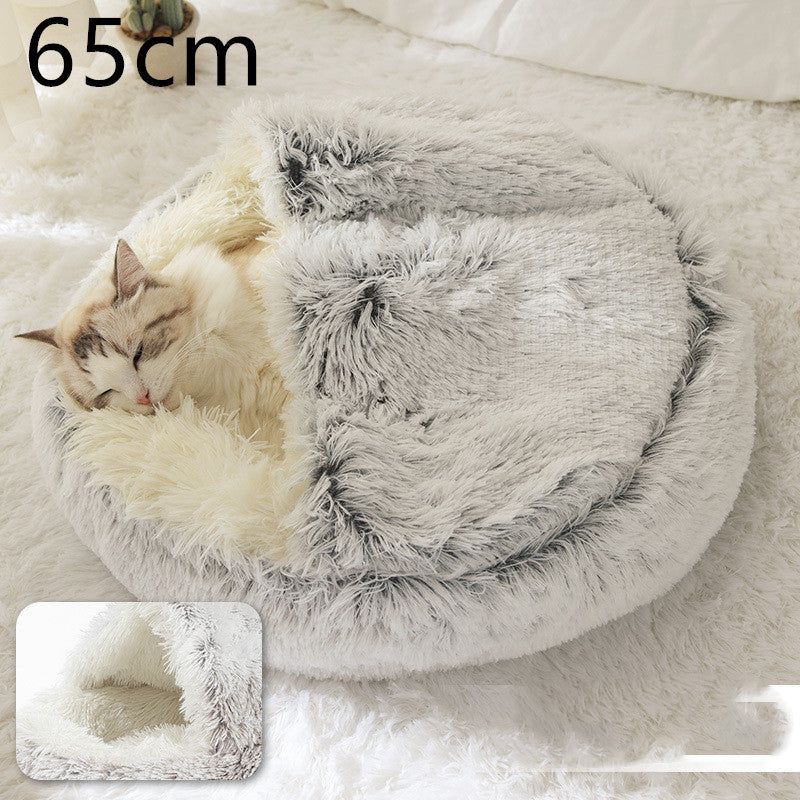 Dog And Cat Winter Warm Bed House for Pets Soft Long Plush - The Nevermore Pet Beds and Furniture