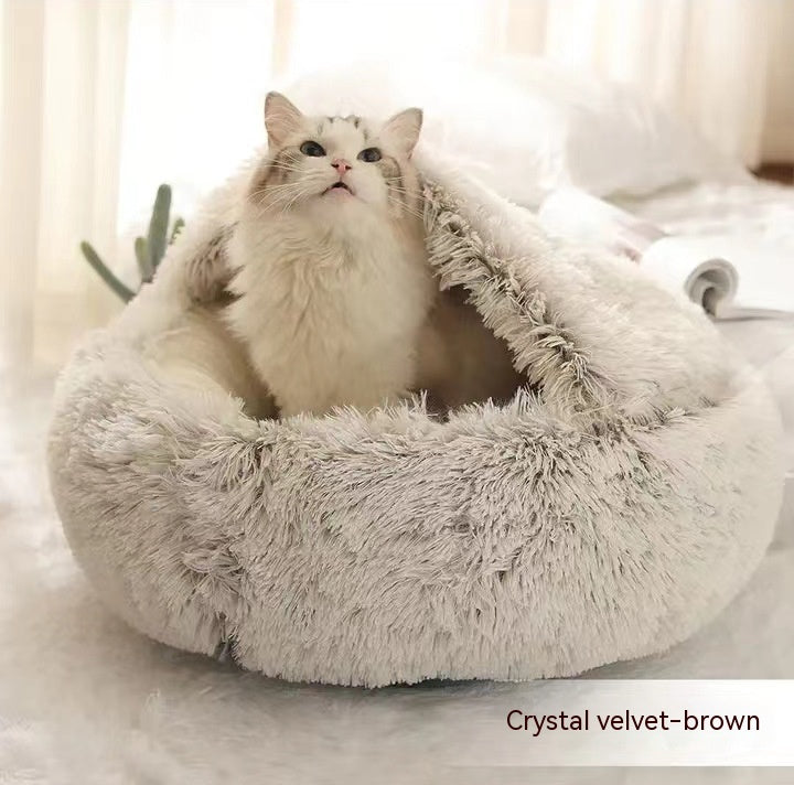 Dog And Cat Winter Warm Bed House for Pets Soft Long Plush - The Nevermore Pet Beds and Furniture