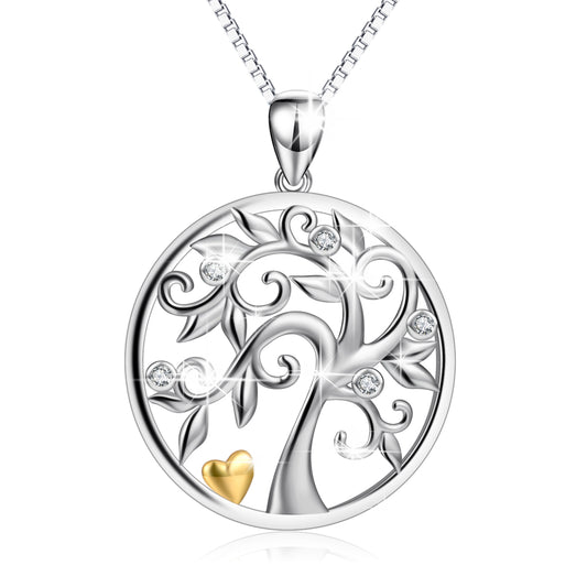 A Tree of Life with a Golden Heart - The Nevermore Pendants 925 Silver