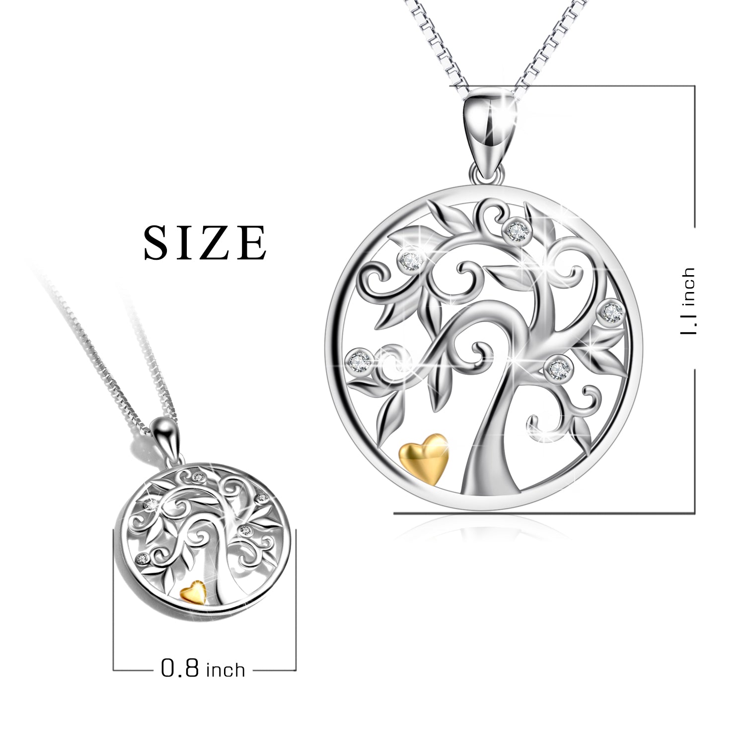 A Tree of Life with a Golden Heart - The Nevermore Pendants 925 Silver