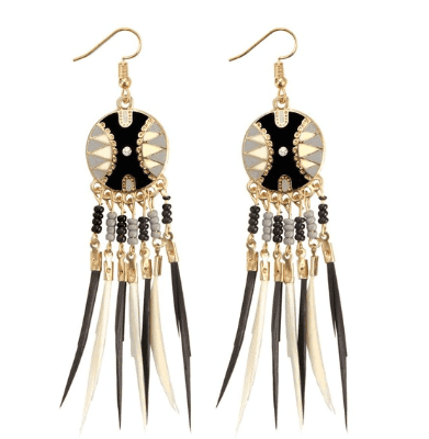 Alfery - The Nevermore Boho Feather Earrings Circle