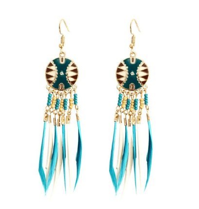 Alfery - The Nevermore Boho Feather Earrings Circle