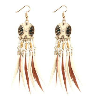 Alfery - The Nevermore Boho Feather Earrings Circle