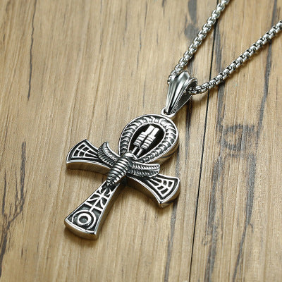 Ankh of Vitality The Nevermore Gothic Pendant Necklace Titanium Steel