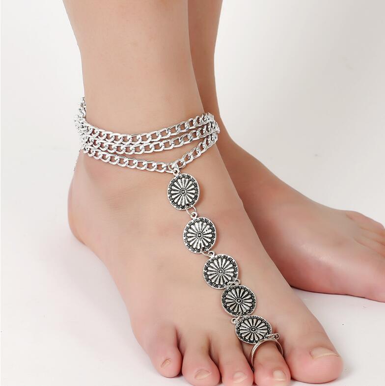 Ankles barefoot carved ornaments - The Nevermore Boho Anklet Barefoot Sandals